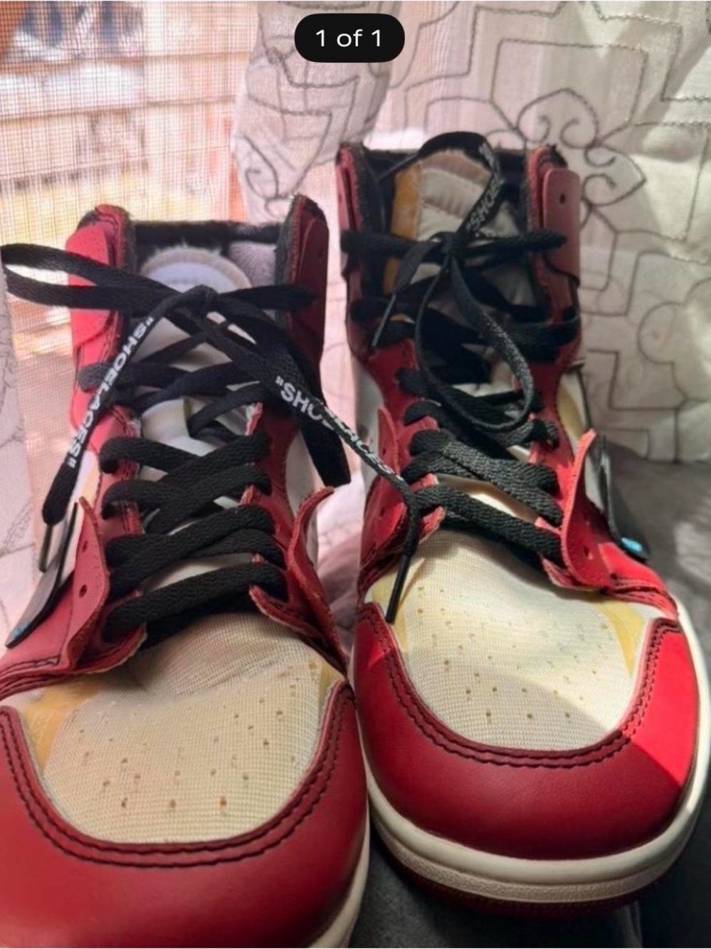 Nike Red and White High-Top Sneakers with Black Laces